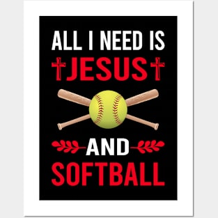 I Need Jesus And Softball Posters and Art